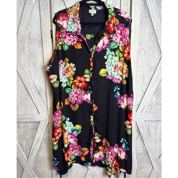 Avenue Tops - Avenue sheer floral sleeveless duster/dress 30/32